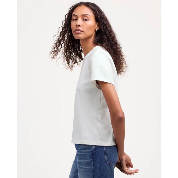 Madewell Cotton Perfect Crewneck Tee Sz 2XS White Short Sleeve Pullover Stretch - Picture 4 of 9